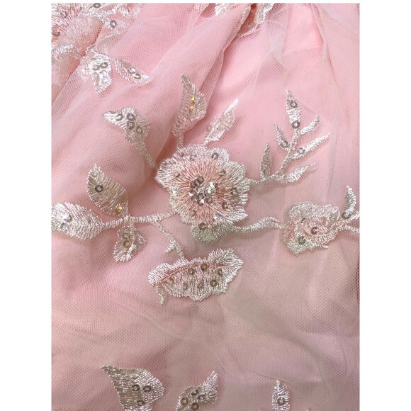 Rare Editions Toddler Girl 18M Pink Dress White Tulle Embroidered Sequins Layers - Picture 4 of 11
